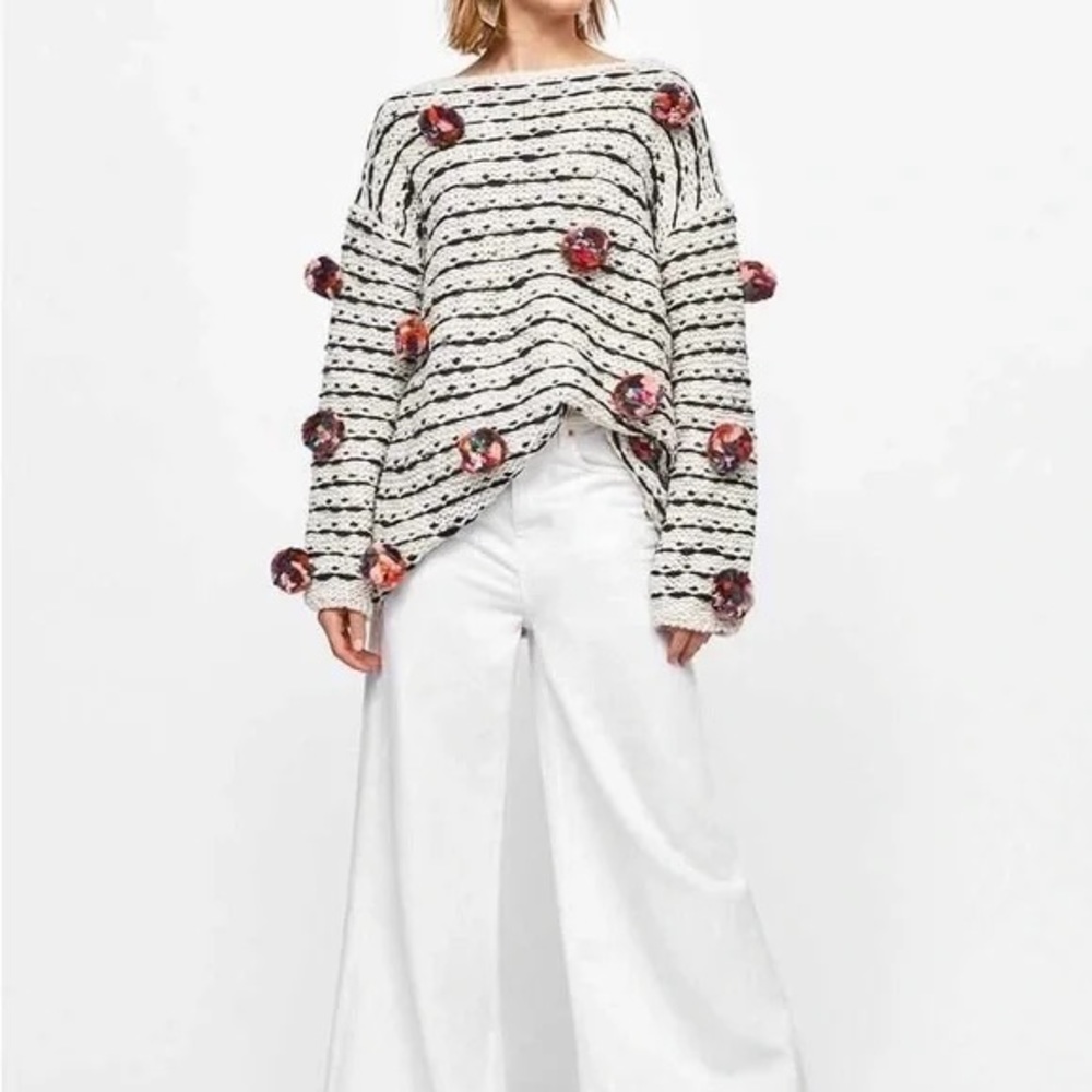 Zara Knit Pom Pom Sweater